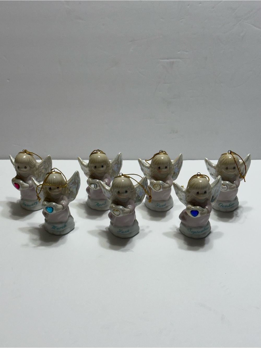 1997 Precious Moments Porcelain Angel Birth Month Figurine Ornaments